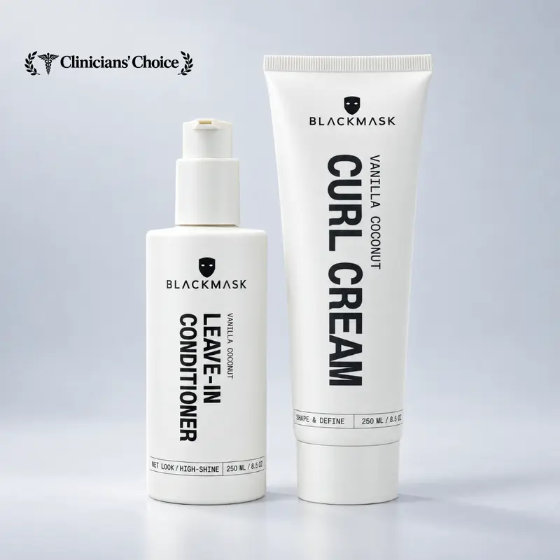 BLACKMASK Curl System | Curl Cream + Leave-In Conditioner Duo | Defines Curls, Kills Frizz, All-Day Hold Without the Crunch