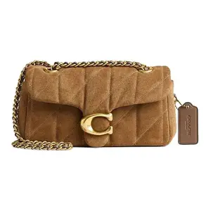 COACH Tabby 20 Small Crossbody Bag for Women – Suede and Smooth Leather with Gold-Tone Hardware, Cedar and Brass