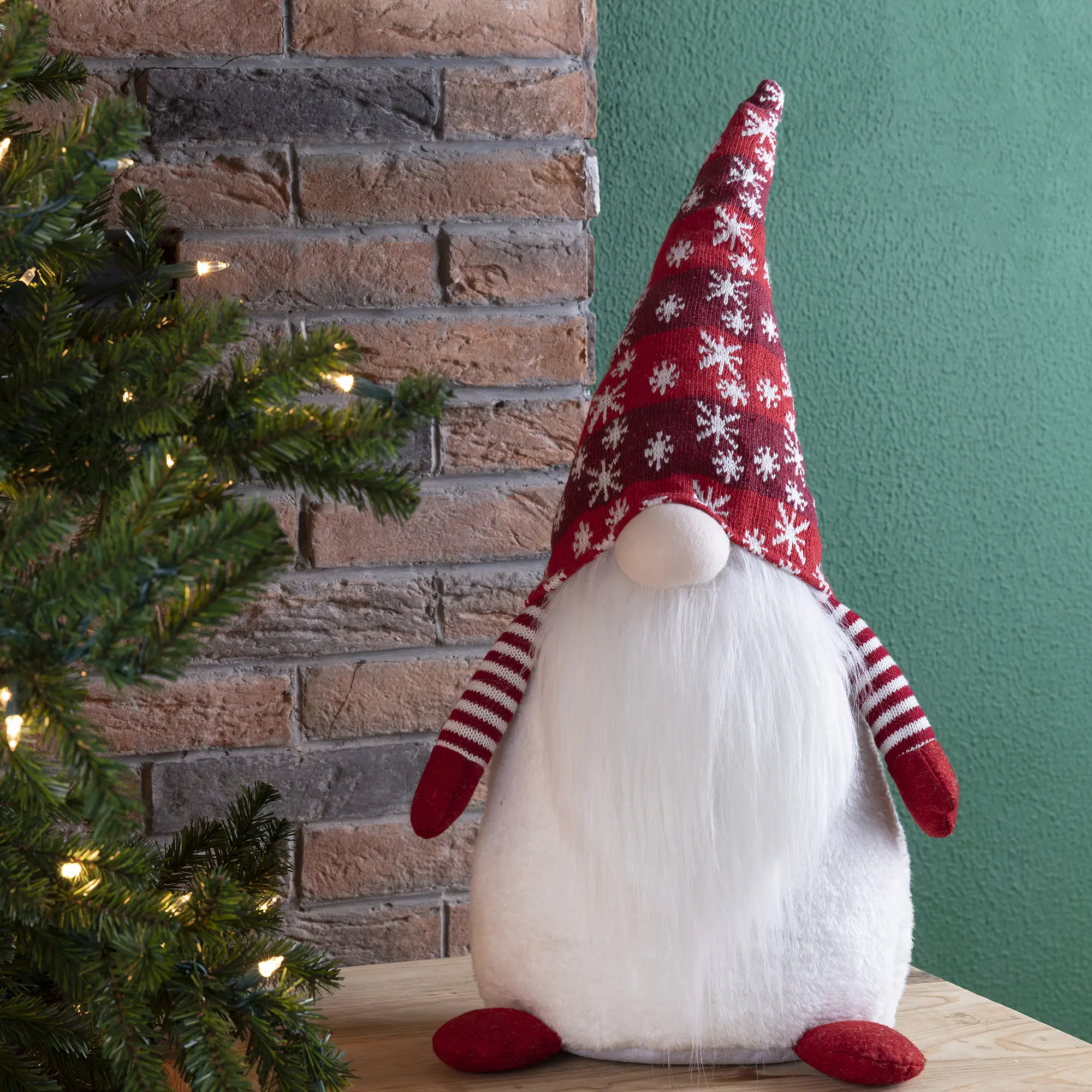 Glitzhome 25.5"H Fabric Christmas Gnome Standing Decor