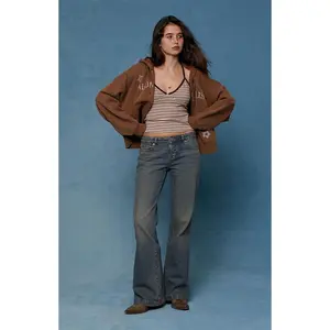 Pacsun Jade Low Rise Bootcut Jeans Button Pocket Dark Blue