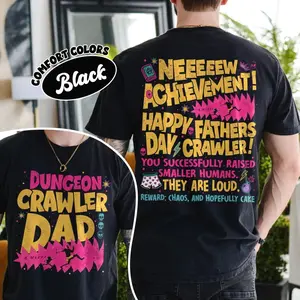 Dungeon Crawler Carl Fathers Day Comfort Colors Shirt, New Achievement Tee, Funny LitRPG Gift for Dad, DCC Fan T-Shirt