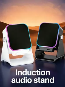 Induction folding desktop mobile phone holder, multi-function wireless audio atmosphere light with charging function, five-in-one model Bluetooth