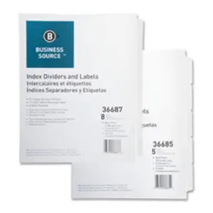 212 MAIN White Business Source Index Dividers, Laser Printable Mylar Reinforced, Standard Size 11x8.5 in., 3-Hole Punch (3HP), 5-Tab, 25 ST-PK, for Label Layouts & Standard Binders