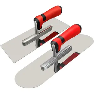 Concrete Tools Set Stainless Steel Flat Finishing Trowel (11" x 4") and Pool Trowel (14" x 4") Drywall Cement Plastering Masonry Construction Hand KitQuesear