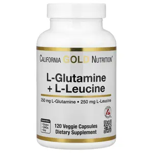 California Gold Nutrition L-Glutamine + L-Leucine, 120 Veggie Capsules