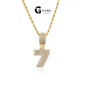 GGIRL Number Pendant Brass 18K Gold Plated 0~9 lucky Number Necklace for Men and Women - Number 0-9 Pendant 23.6 inch Chain Gift for Holiday Haul Christmas Birthdays Anniversaries