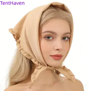 2026 Beauty Fashion Elastic Band Triangle Headband Solid Color Lotus Leaf Edge Wood Ear Triangle Headband