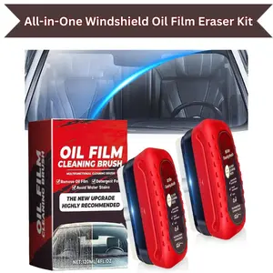 All-in-One Windshield Oil Film Eraser Kit, 2-Pack Automotive Oil Film Cleaning Brush, Car Windshield & Window Glass Cleaner Tool for Clear Driving Vision- Father Day Gift