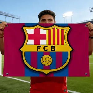 La Liga Barcelona Flags Flag - Ultra Soft Skin-Friendly Machine Washable Fade Resistant Banner | HD Print Lightweight Durable Outdoor Indoor Garden Flag