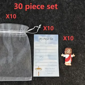 30-Piece Mini Jesus Statue Set with Inspirational Prayer Cards, Perfect Easter Christian Gift & Memorial, Suitable for Group Gifts