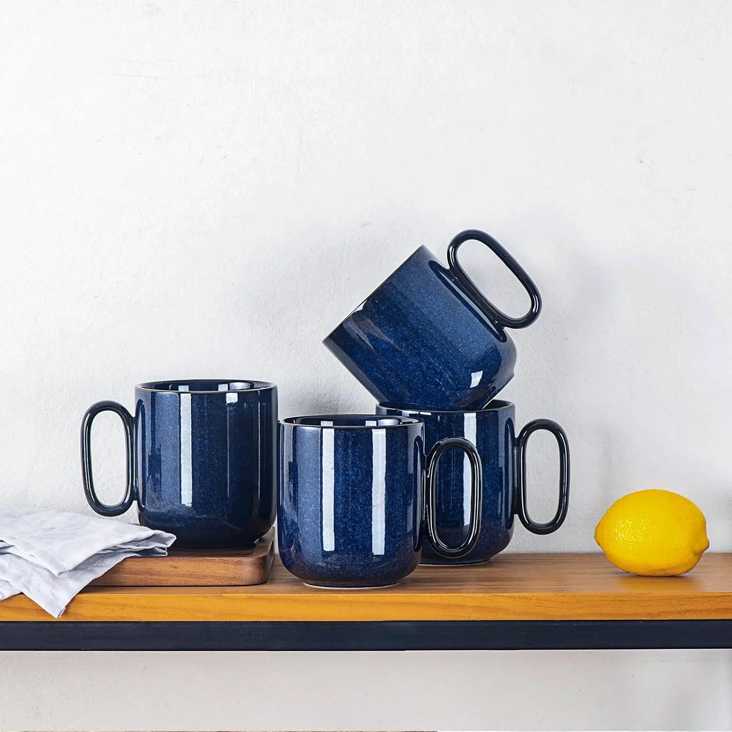 vicrays Ceramic Coffee Mug Set - 18 Ounce Large Stoneware Mug for Men Women  - Unique Glazed Porcelain
