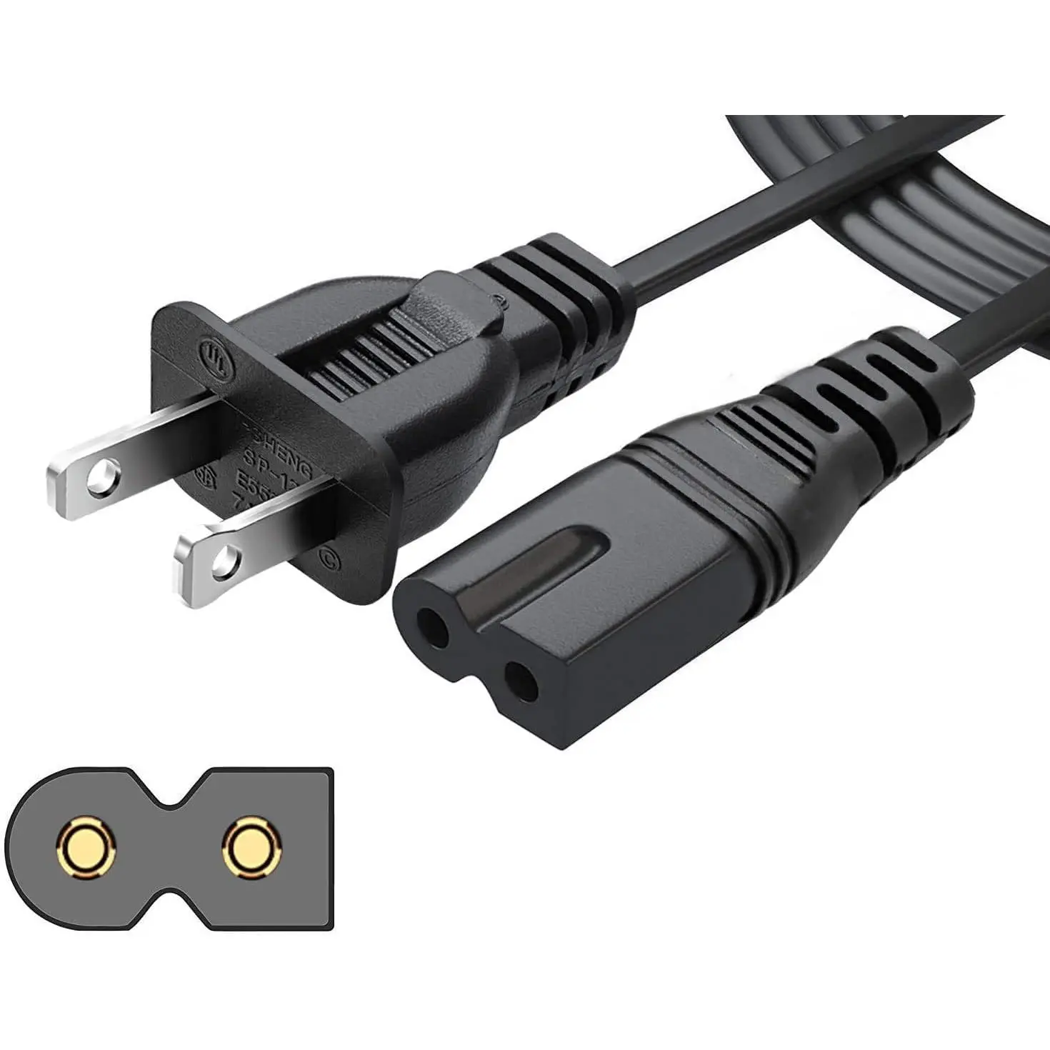 3ft for Vizio Power Cord 7A 125v for Vizio D-E-M-Series HDTV Smart LED Sharp LCD TV Sony PS1 (2 Prong NEMA-1-15P IEC320-C7 Plug) 2Slot Universal Replacement Wall Polarized AC Cable(UL Listed)