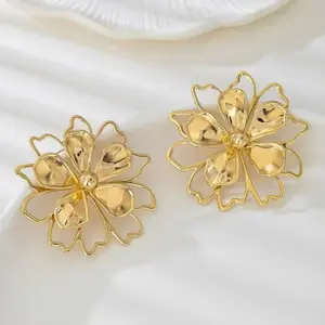 YW New Design Chrysanthemum Petals and Exaggerated Earrings Modern Woman Earrings
