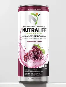 NutraLife Caffeine Free Sparkling Grape - Nitric Oxide Booster, Immune Support, Stress Balance, No Sugar, 12 FL OZ