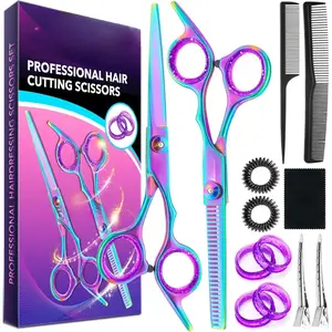 Hair Cutting Scissors Shears Kit, 6.7" Barber Scissors,Professional Haircut Kit,Stainless Steel Hairdressing Thinning Scissors Shears for Barber,Salon,Women,Home,Men