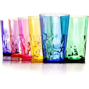 - 19oz Unbreakable  Drinking Glasses Set of 6 - Super Grade  Plastic -  for Gifts - Dishwasher Safe - Stackable - Drinkware Cups  Water Tumbler