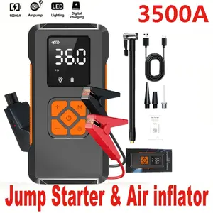 Portable Car Jump Starter 3500A Peak Current - Emergency Start for 12V Vehicles, LED Light, Fast Charging & Safety-Protected