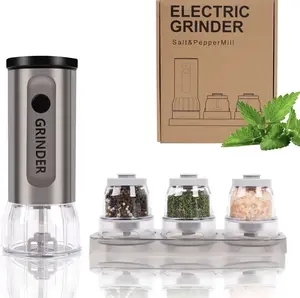 Multifunctional Stainless Steel Pepper Mill – Quick-Load Auto Grinder for Black Pepper, Chili, Salt, Sesame & More, Detachable Base, Great for Steak, BBQ & Outdoor Cooking