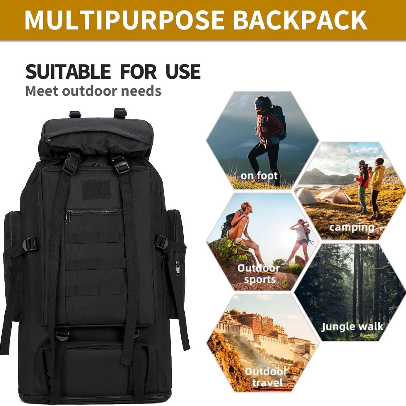 Men's and Women's Outdoor Multi functional Camouflage Hiking Backpack Durable Large capacity Oxford Cloth Material Adjustable Camping Backpack Suitable for Outdoor Sports Hiking and Camping