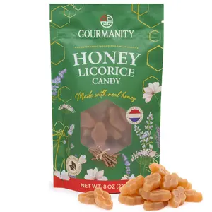 Gourmanity Dutch Honey Licorice Candy with Real Honey and Natural Licorice Extract, No Additives, 8oz