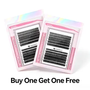 【BUY 1 GET 1 FREE】Mixed Length Individval Eyelash Extensions Kit,Self Grafting False Eyelashes with Tweezers&Glue&Remover,Prefessional Eye Makeup Accessories for Women