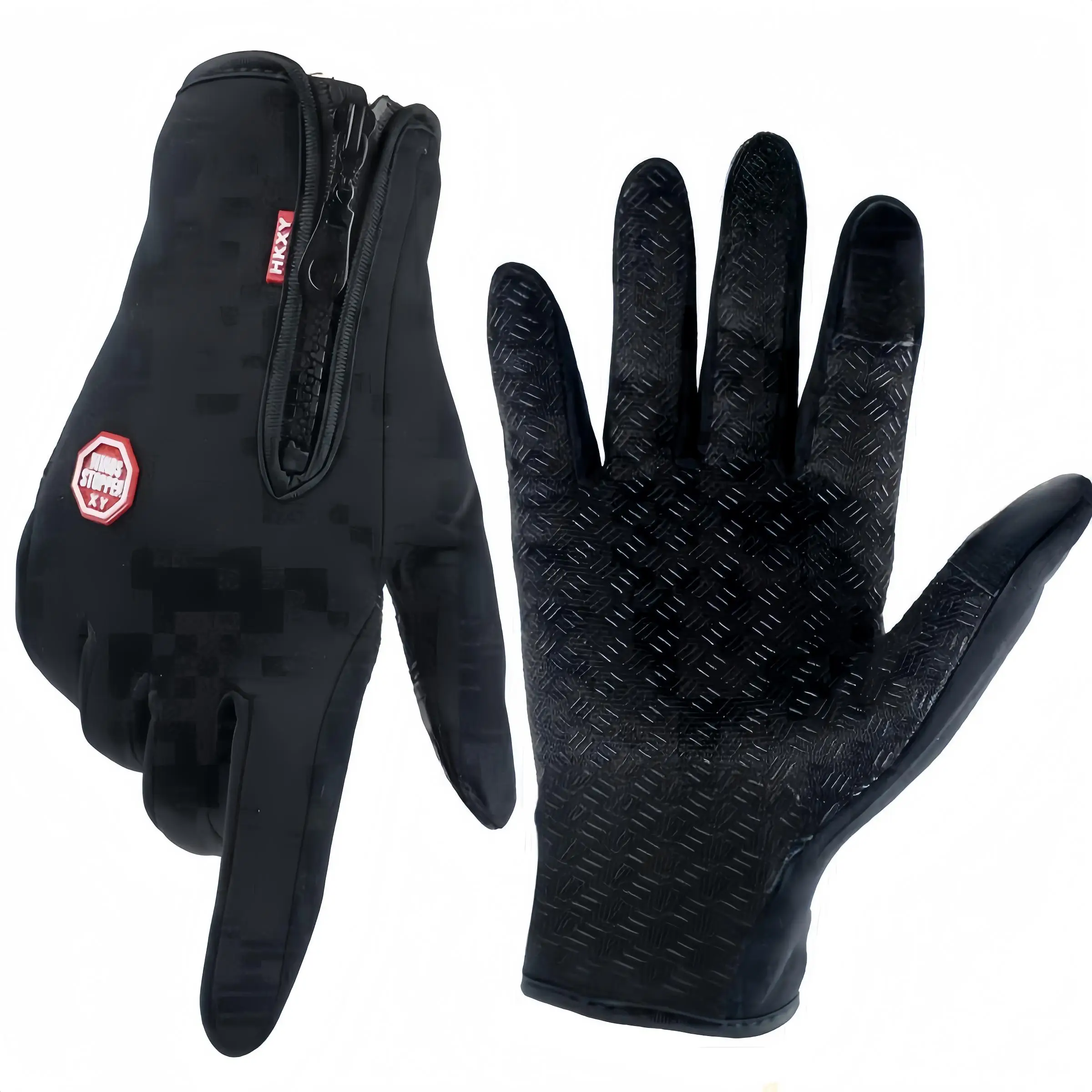 Touchscreen Gloves, Sports Protection Gloves for Cycling, Fishing, Running, Zip Closure Knit Fabric, Waterproof Gloves