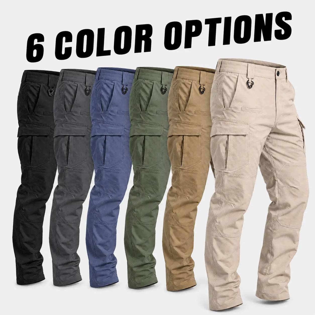 Men’s tactical pants, slightly stretchy waterproof fabric, single pack, durable hard shell construction, wear-resistant workwear pants, grid fabric, suitable for hiking, casual wear, and work, multi-pocket design (no belt).