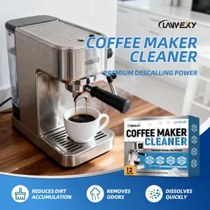 LANWEXY-Coffee Machine Cleaner Descaler Tablets - 12 Pack, Deep Cleaning and Descaling for All Coffee Makers , Coffee Maker Pot Descaling & Cleaning Tabs, Descale Drip Coffe And Espresso Machines