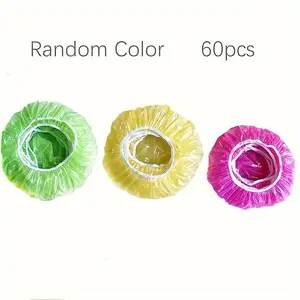 60pcs Colorful Elastic Kitchen Food Storage Covers, Reusable Fitted Bowl Covers Great Substitute for Foil, Translucent Stretchy Plate Cover for Restaurant