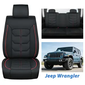 Nilight Car Seat Covers Custom Fit 2007-2024 Jeep Wrangler JK JL 4-Door Waterproof Leather Cushion Full Set with Split Bench 40/60 for Unlimited Sahara Rubicon Willys Chief Moab