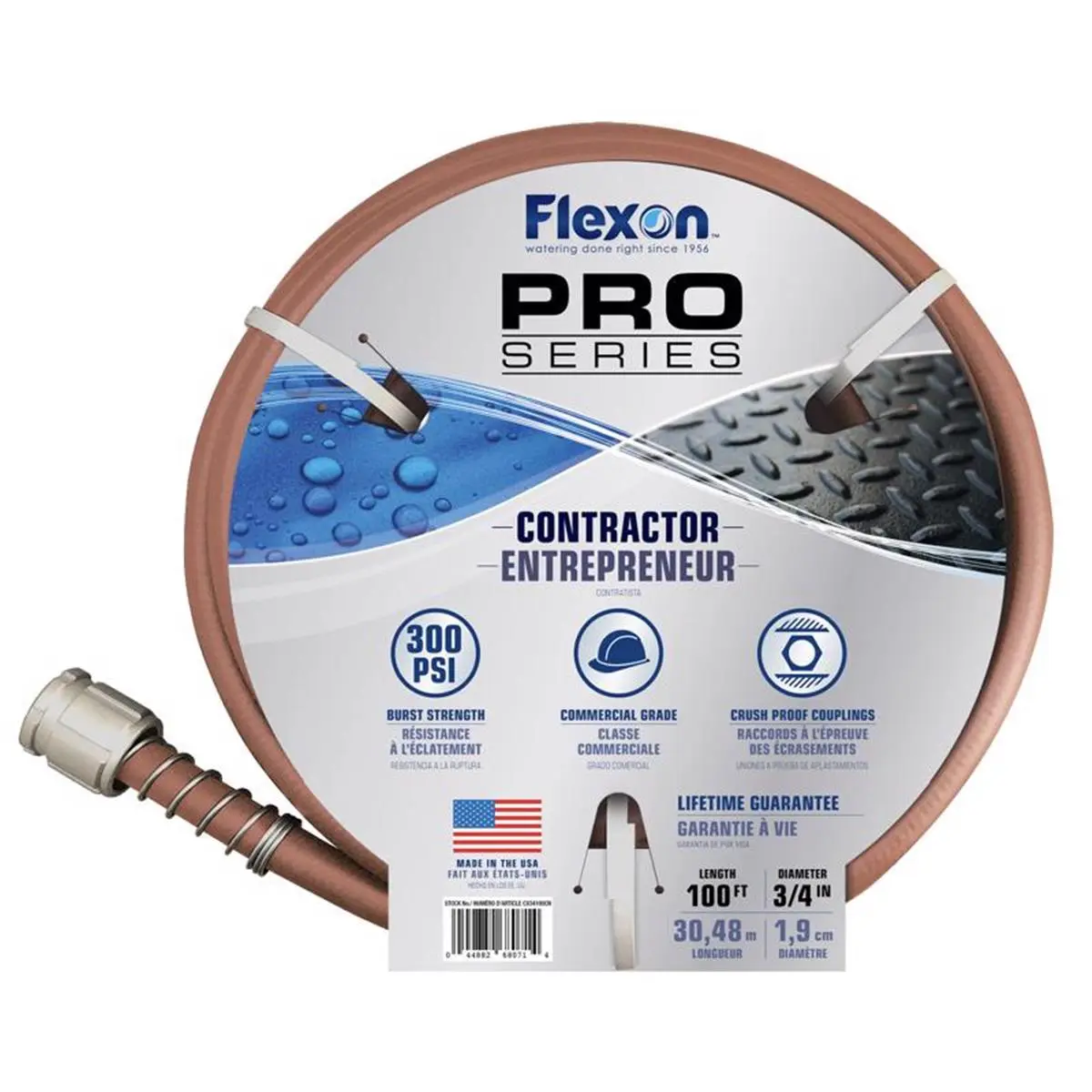 Heavy Duty Contractor Grade Rubber Hose, 3/4 Diameter (0.75 in) x 76-100 ft, 300 psi Burst Pressure, Crush Couplers