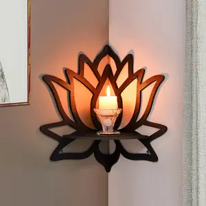 1 Creative Lotus Wall Corner Cabinet Art Deco Style Matte Finish Wall Hanging for Home Decor and Wall Decoration Made of PS Light Blue Vinyl Trading Card Case Day the Dead Decorations Set Large Geometric Tree Life Print