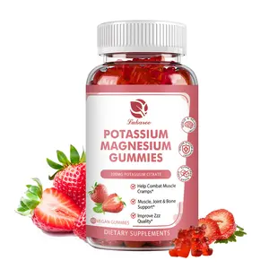 Potassium Magnesium Gummies - High Absorption Magnesium Glycinate & Potassium Citrate 200mg Plus Omega 3, B6, D3, K2 & Calcium for Immunity & Energy - Strawberry Flavor - 60 Count