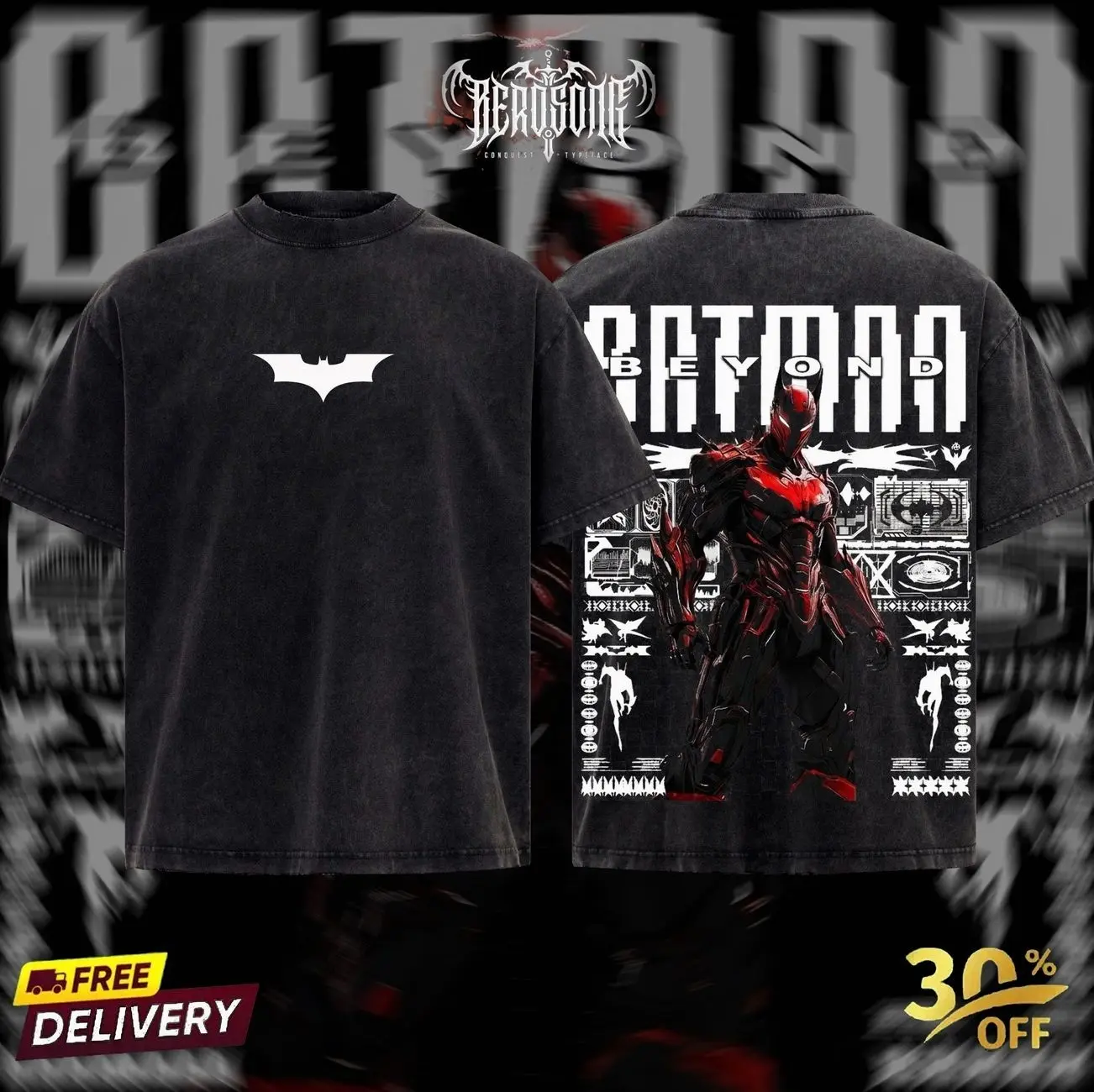 The Gotham Guardian HeroVerse Comic Edition Double Printed Oversize Lightweight Acid Washed Tee Hoodie Sweater TV Series Graphic Design Top Cotton Streetwear Comic Superheroes T-Shirt Crew Neck Clothes Menswear Womenswear X0R