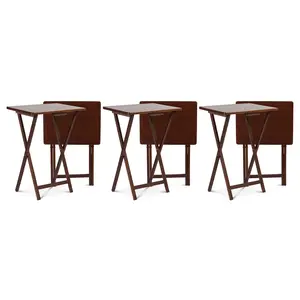 PJ Wood Portable Folding TV Snack Tray Table Desk Stand, Honey Oak (6 Pack) PJ Wood Portable Folding TV Snack Tray Table Desk Stand, Honey Oak (6 Pack)