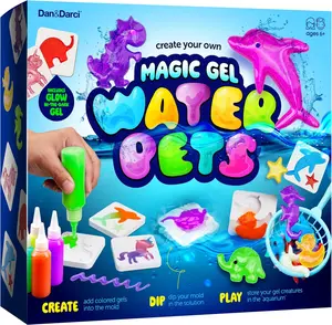 Dan&Darci Magic Water Aqua Fairy Gel Kit DIY Squishy Water Pets with Glow Glitter 6 Molds Scented Slime Sensory Pod Bundle - Aquarium kid birthday gift party favor