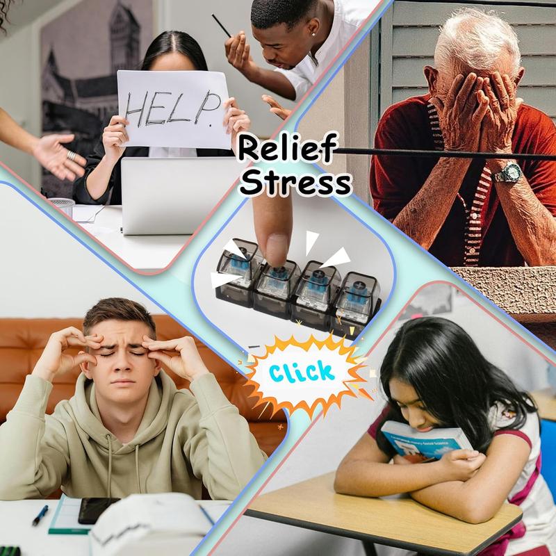 Keyboard Fidget Toy for Adults Fidget Clicker Decompression Fidget Keychain Stress Relief Presents for Adult to Relief Stress Pass The Time（Black and White）