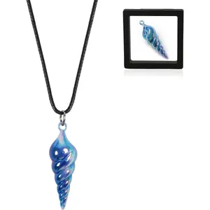 Ethereal Blue Glass Conch Shell Pendant Necklace Mermaid Core ACG Inspired Gift for Cosplay Valentine