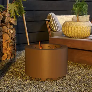 Smokeless Fire Pit - Heavy-Duty Bronze Steel Portable Camping Bonfire Stove with Poker, Ash Pan, Outdoor Backyard Patio Heater for RV Camping, Beach Bonfires
