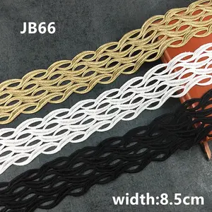 CHICKNIT width 8.5CM gold black white water soluble embroidery lace trim ribbon fabric garment accessories JB66