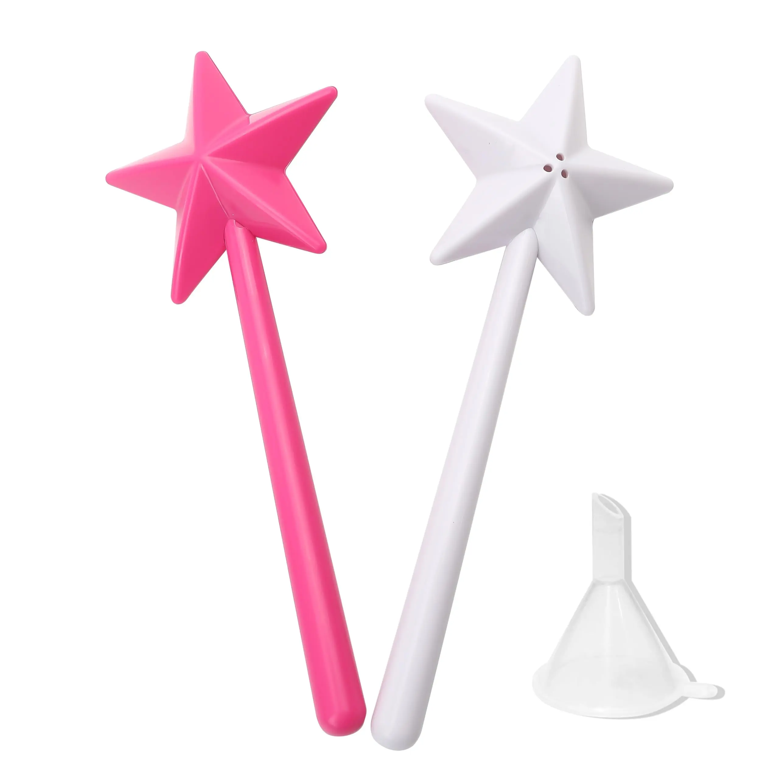 2Packs Salt and Pepper Wand Shaker Magic Fairy Star, Pentagram Shape, Three Hole Dispenser, Refillable, Removable, Light, One Hand Operation, Kitchen Accessories for Halloween and Christmas