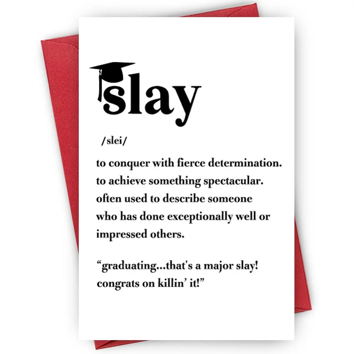 Slay Your Goals Greeting Card, Simple Motivational Gifts, Epic Victory Vibes with Modern Slang Accents, Perfect for Graduates Or Professionals, Quote Cards, Positive Message Card, Inspirational Greeting Card
