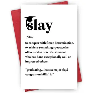 Slay Your Goals Greeting Card, Simple Motivational Gifts, Epic Victory Vibes with Modern Slang Accents, Perfect for Graduates Or Professionals, Quote Cards, Positive Message Card