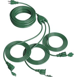 DEWENWILS Outdoor Extension Cable with 1-to-3 Splitter 3-Prong Plugs & Sockets, 25-40 FT Total Length (Max 28ft End-to-End), 16/3C SJTW Weatherproof Wire with Protection Cover for Christmas String Lights, Devices - HSC103D1