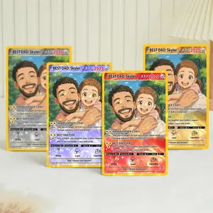 Father's Day Gift For Dad, Custom Poke Anime Dad Card, Personalized Photo Anime Card, Gamer Dad Gifts From Kids, Gift For Husband, Art Card