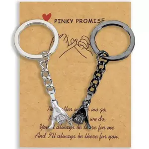 2PCS Pinky Promise Matching Keychains for Couples & Best Friends, Cute Couple Gift for Anniversary & Friendship