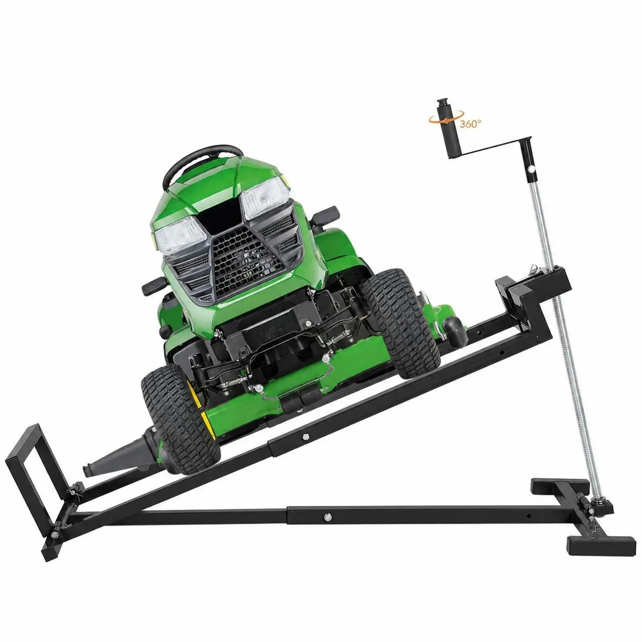 Lawn Mower Lift Jack, Heavy-Duty Telescopic Maintenance Stand for Riding Lawn Mowers & Zero Turn Mowers, 880 Lbs Capacity, with Power Tool Handle & Hand Crank, Foldable Design for Storage，Black