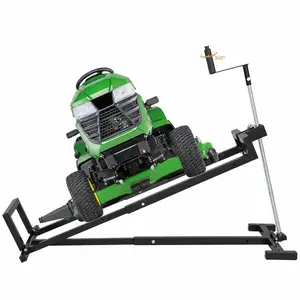 Lawn Mower Lift Jack, Heavy-Duty Telescopic Maintenance Stand for Riding Lawn Mowers & Zero Turn Mowers, 880 Lbs Capacity, with Power Tool Handle & Hand Crank, Foldable Design for Storage，Black