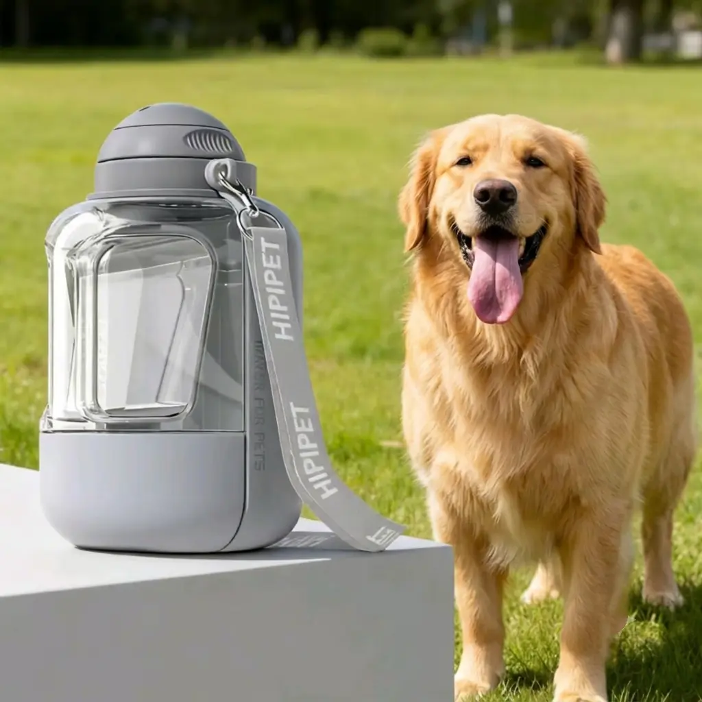 1000ml/34oz Dog Water Bottle with 300ml/10oz Food Container, Large Outdoor Pet Travel Cup, Portable Leak-Proof Dispenser for Dogs, Water & Kibble Storage for Walking, Hiking, Camping, Gift for Dog Lovers, Christmas & New Year Present
