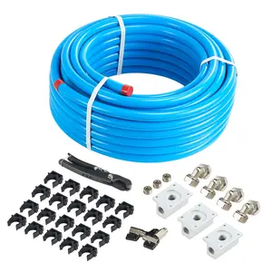 VEVOR Air Compressor Line Kit, TikTokShopBlackFriday, 100FT x 3/4", HDPE-Aluminum Compressed Air Piping System, Leak-Proof, Pressure-Resistant & Easy-to-Install, Compressed Air Line Tubing Kit for Garages Workshops, Blue